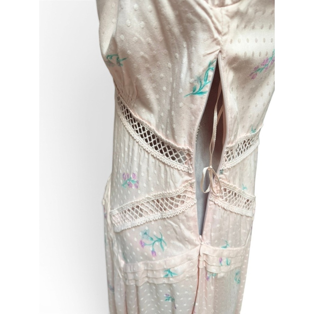 Free People Dress Women 6 Pink Still In Love Floral Maxi Boho Coquette Cottage - Picture 8 of 13